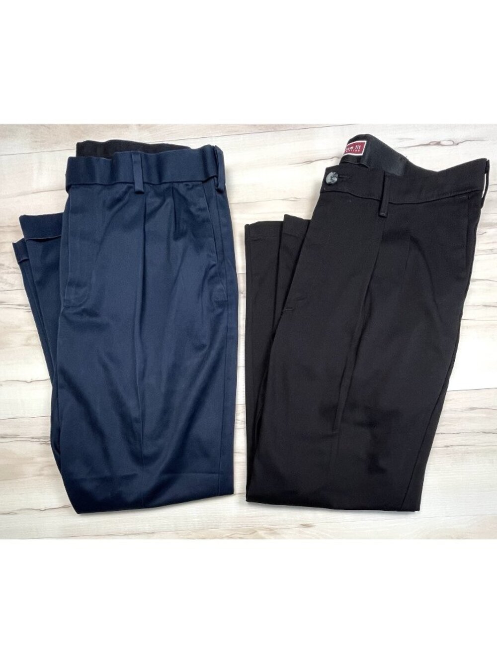 Lot 2 Mens CHINOS Pants 38x30 Black Lee Custom Fit & Navy Roundtree & York EUC
